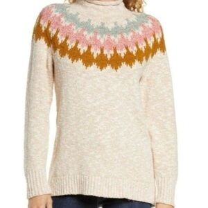LL Bean Sweater 100%Cotton Multi Colour Pullover Pink Mint Green Beige Coastal